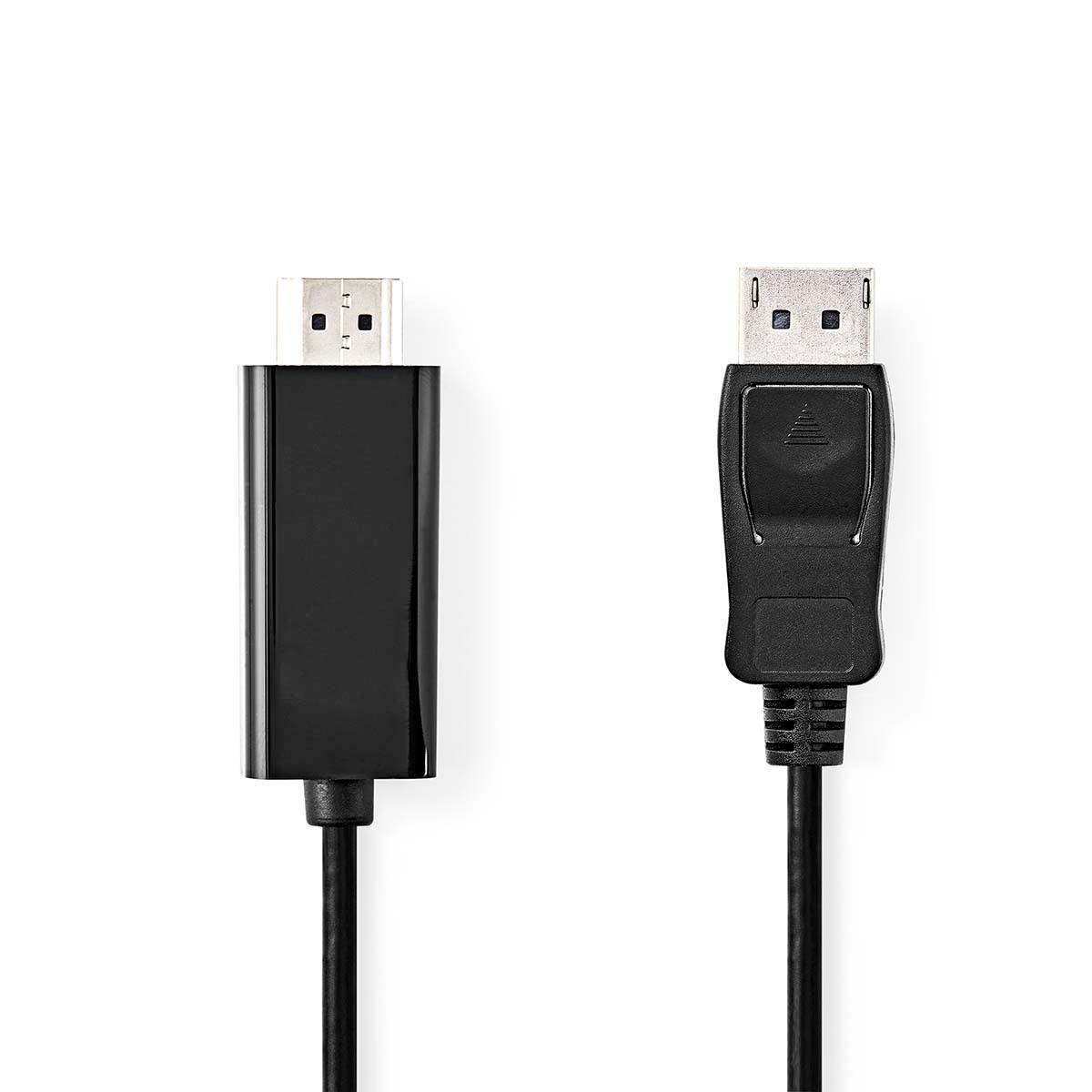 Nedis  Câble DisplayPort | DisplayPort Male | HDMI™ Connector | 1080p | Nickelé | 1.00 m | Rond | PVC | Noir | Label 