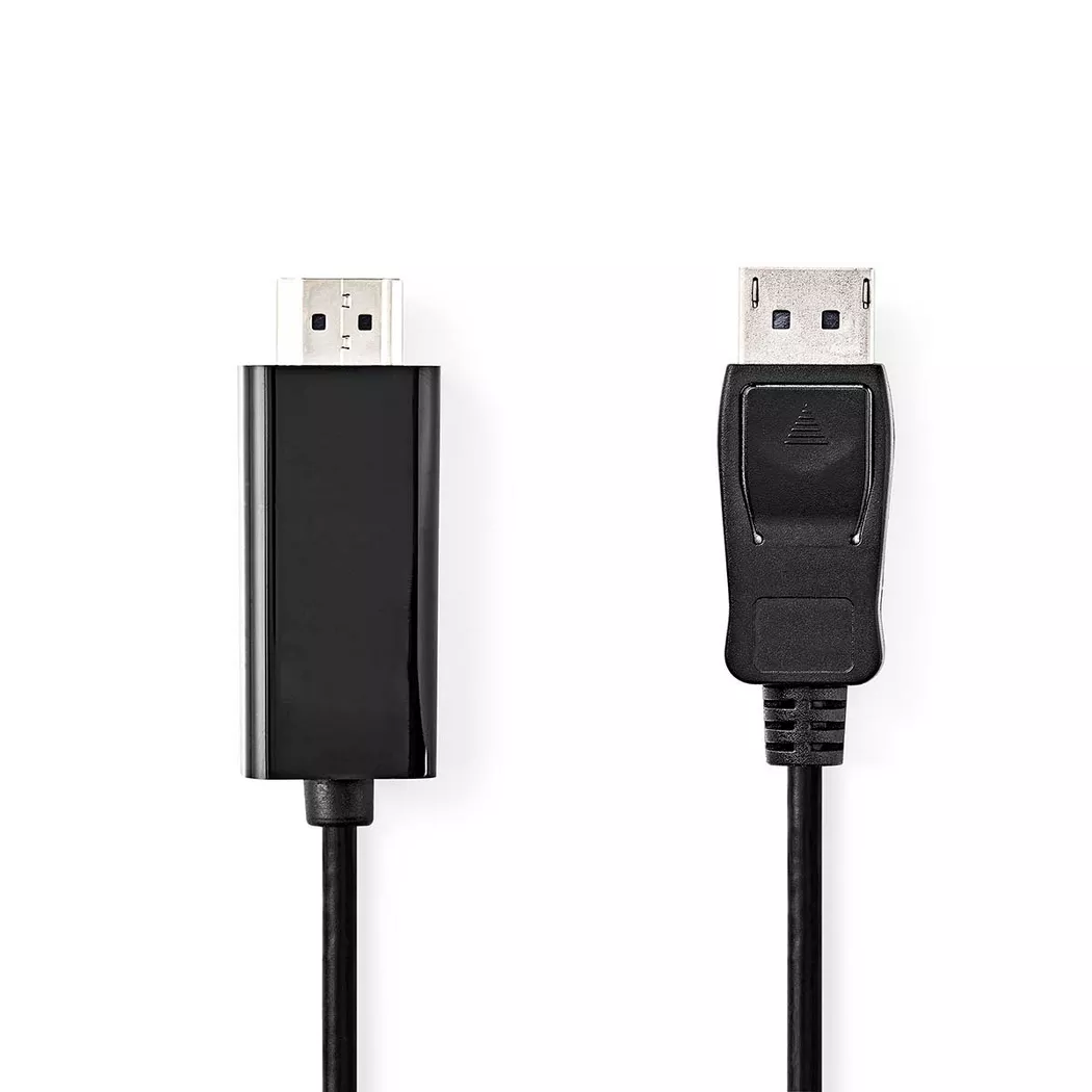 Nedis – DisplayPort-Kabel | DisplayPort-Stecker HDMI™-Anschluss 1080p Vernickelt 1,00 m Rund PVC Schwarz Etikett, One Size