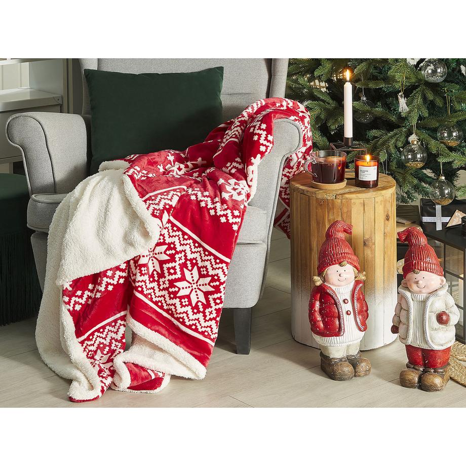 Beliani Vantaa Coperta Morbida Classica con Motivo Geometrico  