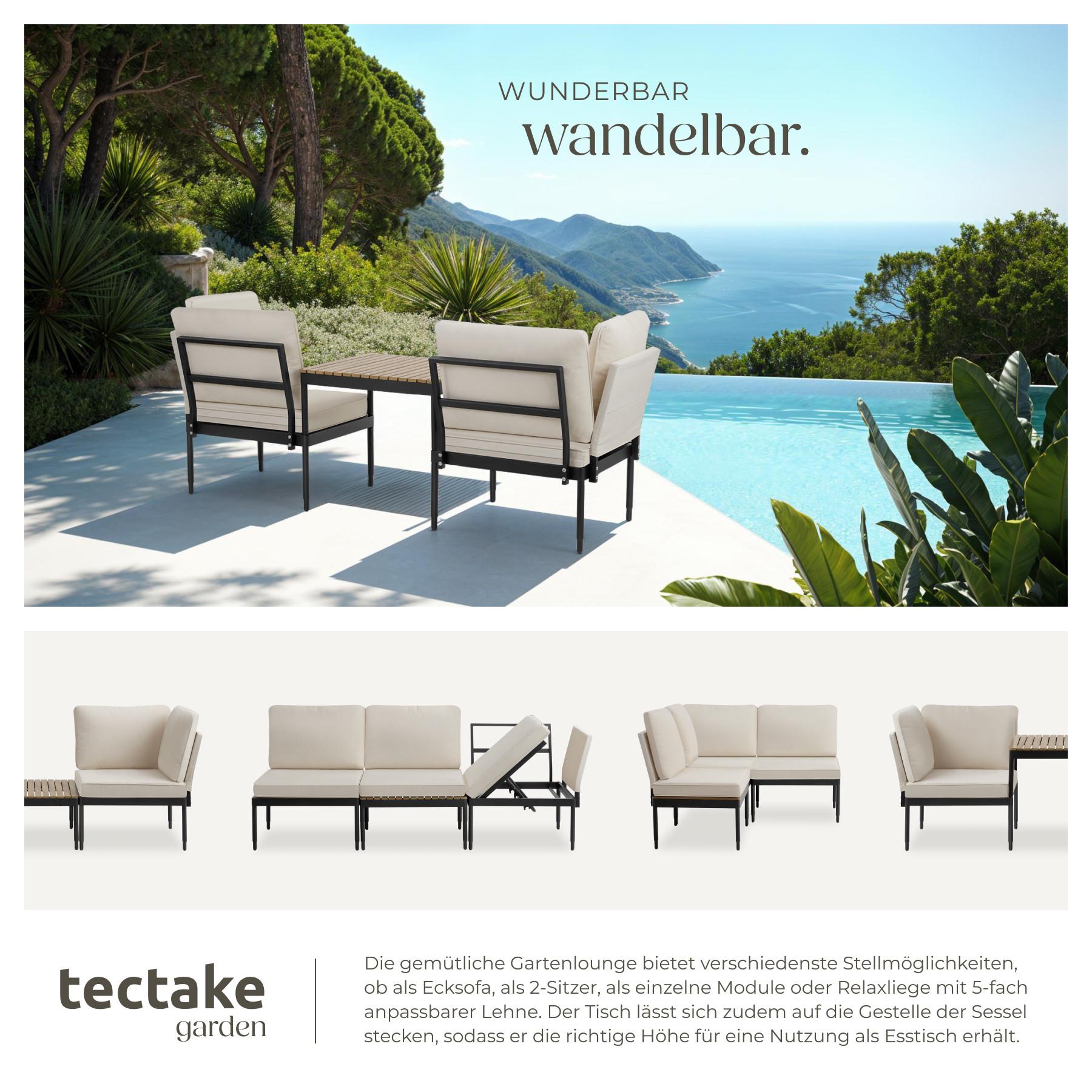 Tectake Ensemble de salon de jardin MAGALUF 5-en-1 en aluminium  