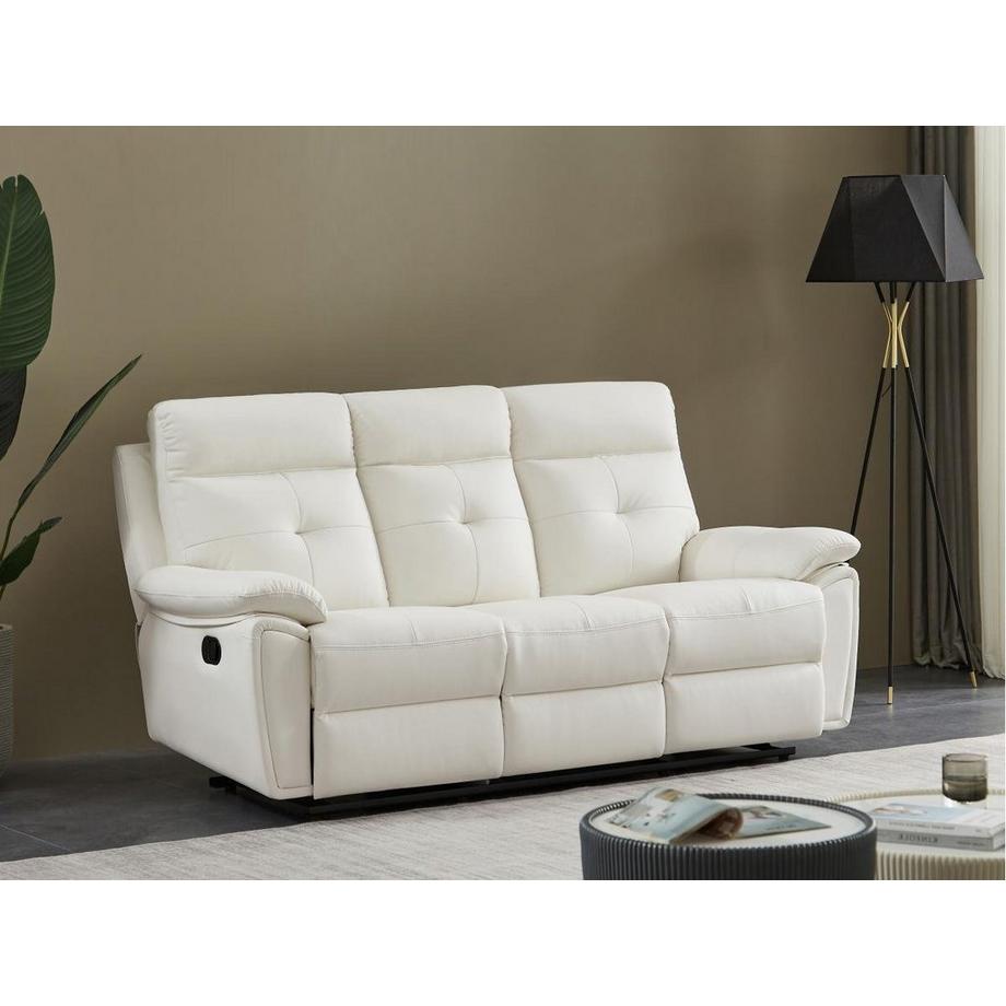 Vente-unique Canapé 3 places et fauteuil relax en cuir blanc VINETA  