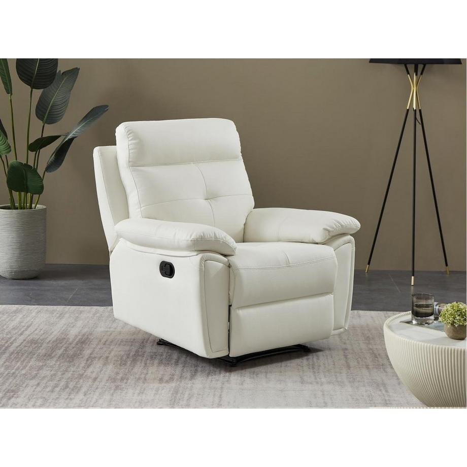 Vente-unique Canapé 3 places et fauteuil relax en cuir blanc VINETA  