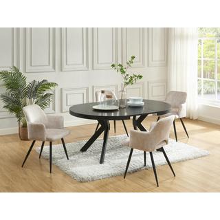 Vente-unique Table à manger extensible 4 à 8 personnes en MDF et acier - Noir - KOMONI  