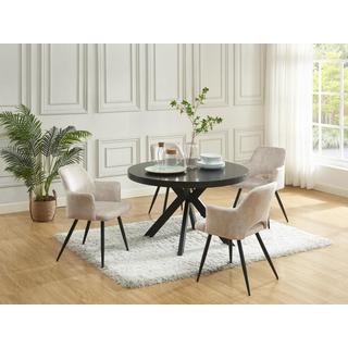 Vente-unique Table à manger extensible 4 à 8 personnes en MDF et acier - Noir - KOMONI  