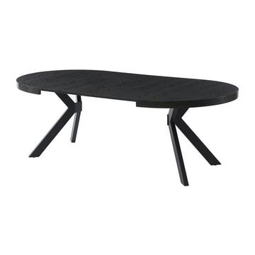 Table à manger extensible 4 à 8 couverts en MDF et acier - Noir - KOMONI