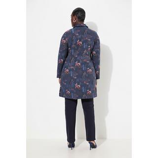 Ulla Popken Jacquard Design Floreale Collo Camicia Maniche Lunghe Giacca  