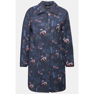 Ulla Popken Jacquard Design Floreale Collo Camicia Maniche Lunghe Giacca  