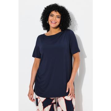T-shirt classica con drappeggio, scollo a barca e mezze maniche