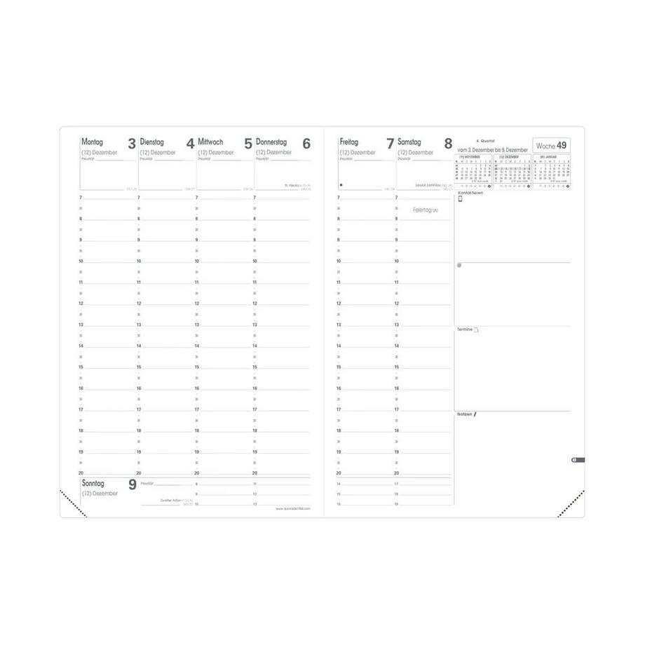 Quo Vadis - Ricambio Agenda - 2025 - Ministro - Settimana Planning - Tedesco - 13 mesi da dicembre a dicembre - 16x24 cm - Carta Cla irefontaine Bianca - Prodotto in Francia
