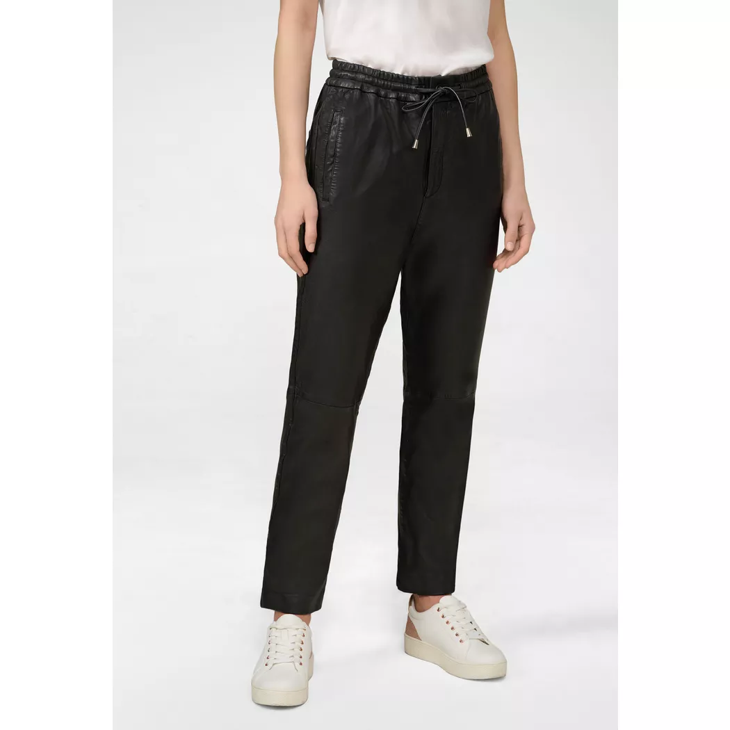 RICANO - Lederhose Emilia, in Joggpant-Optik, für Damen, Schwarz, Größe S