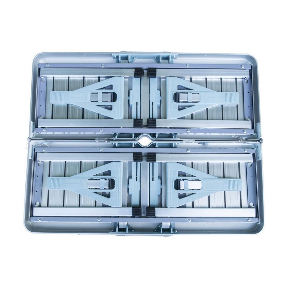 Northio  Klapptisch Mit Sitzen Alu Picknick-Koffer-Sitzgruppe, Tragbar, Silber & Mdf, 84,5X67,5X66,5 Cm, Für Camping & Outdoor 