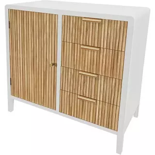 Credenza bianca a 3 ante in legno di paulonia Leandre