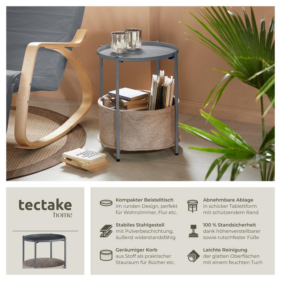 Tectake Table d'appoint CANTERBURY en acier et polyester  