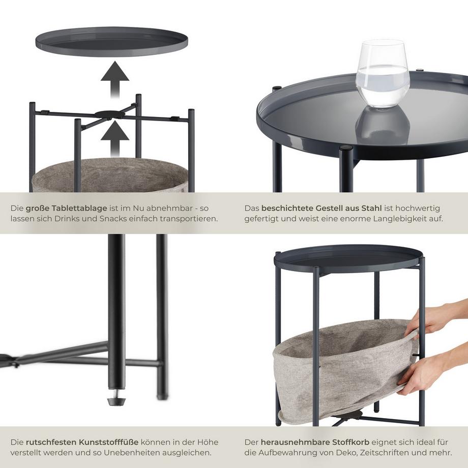 Tectake Table d'appoint CANTERBURY en acier et polyester  