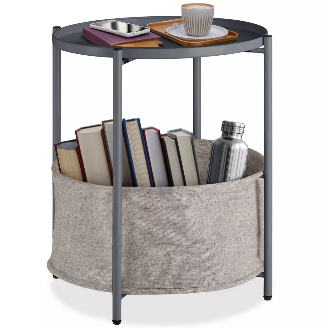 tectake Bedside Table Canterbury in Dark Grey