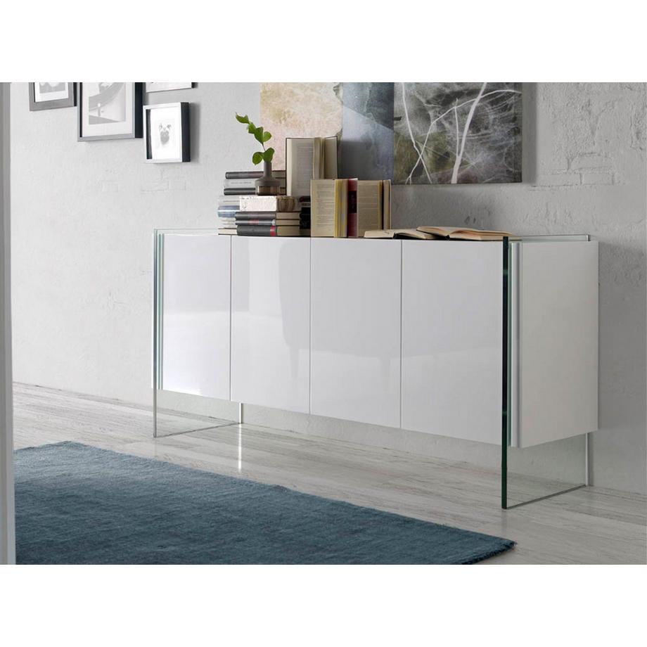 ANGEL CERDA Credenza legno bianco e vetro temperato  