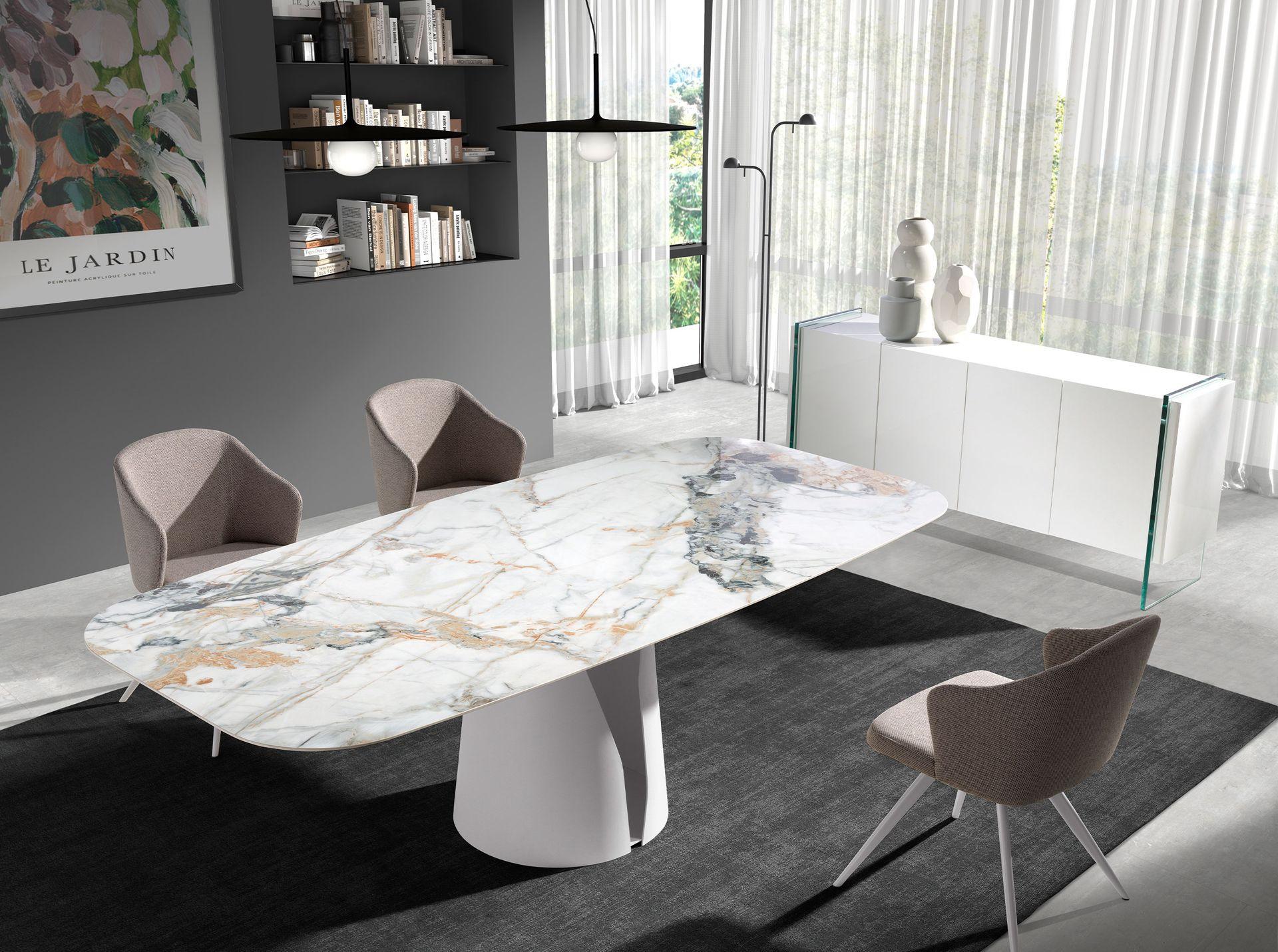 ANGEL CERDA Buffet bois blanc et verre trempé  