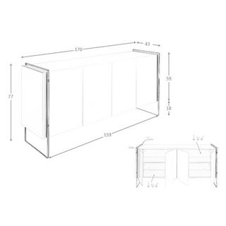 ANGEL CERDA Buffet bois blanc et verre trempé  