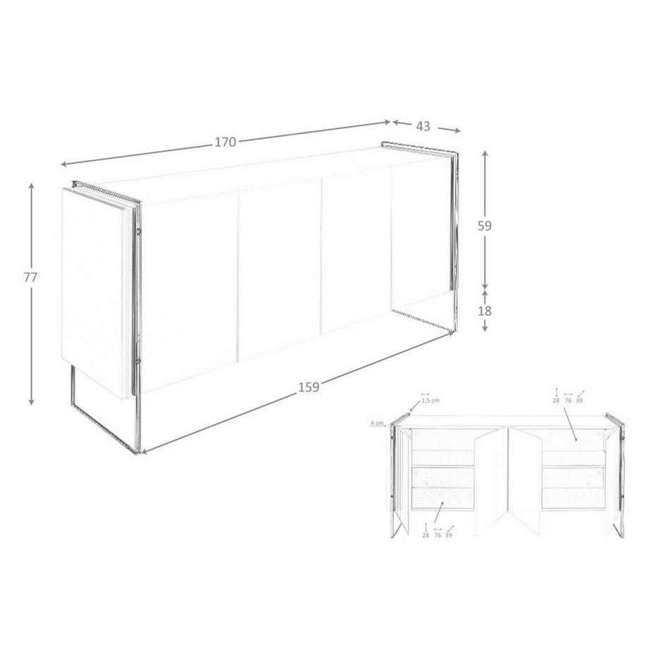ANGEL CERDA Credenza legno bianco e vetro temperato  