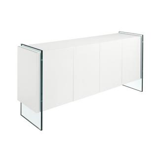 ANGEL CERDA Buffet bois blanc et verre trempé  