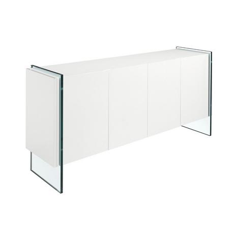 ANGEL CERDA Buffet bois blanc et verre trempé  