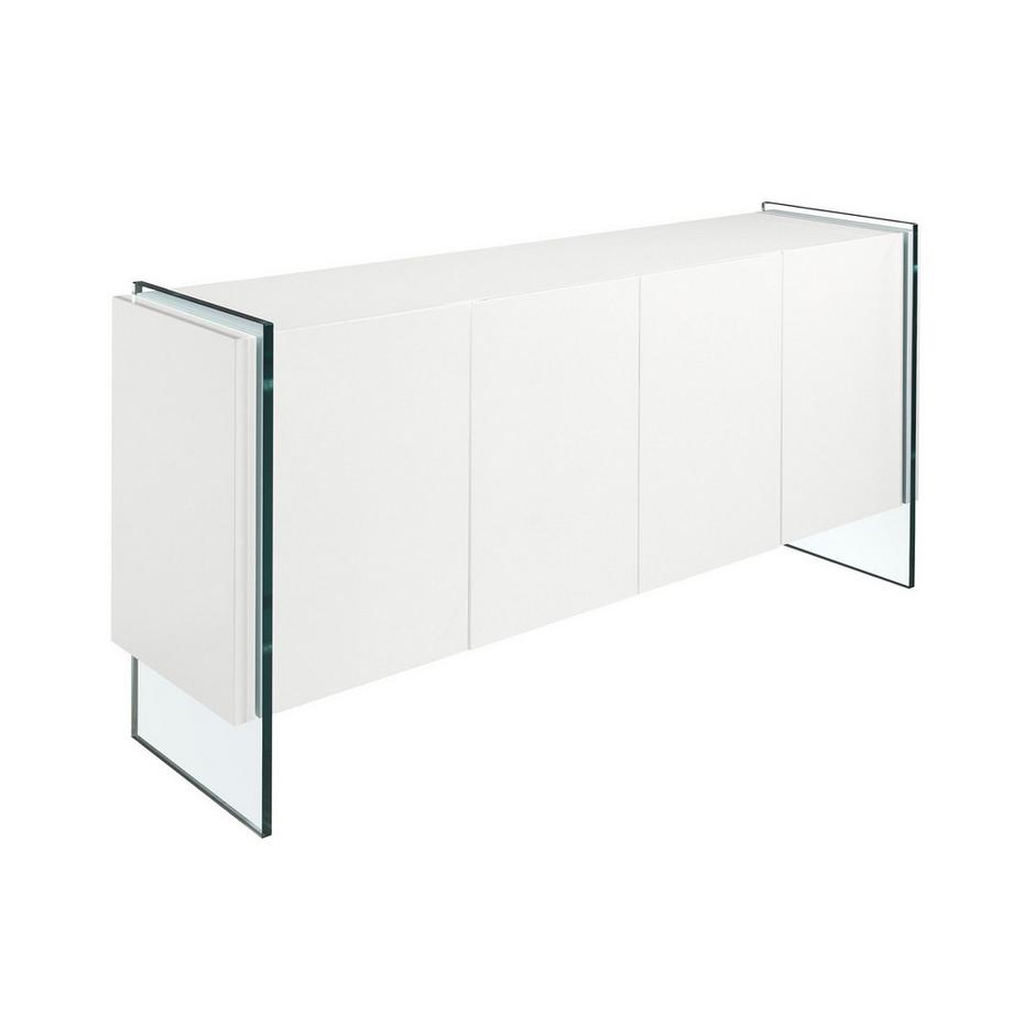 Buffet bois blanc et verre trempé