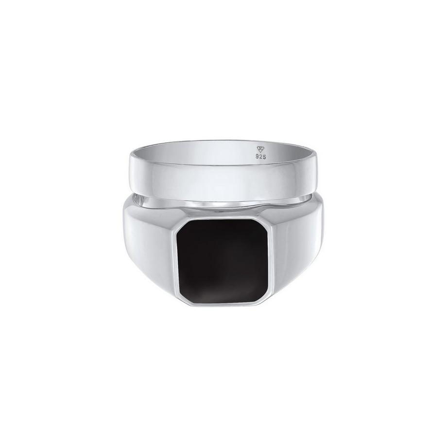 Kuzzoi  Bague Hommes Sceau Bande Angulaire Set De 2 Avec Émail 