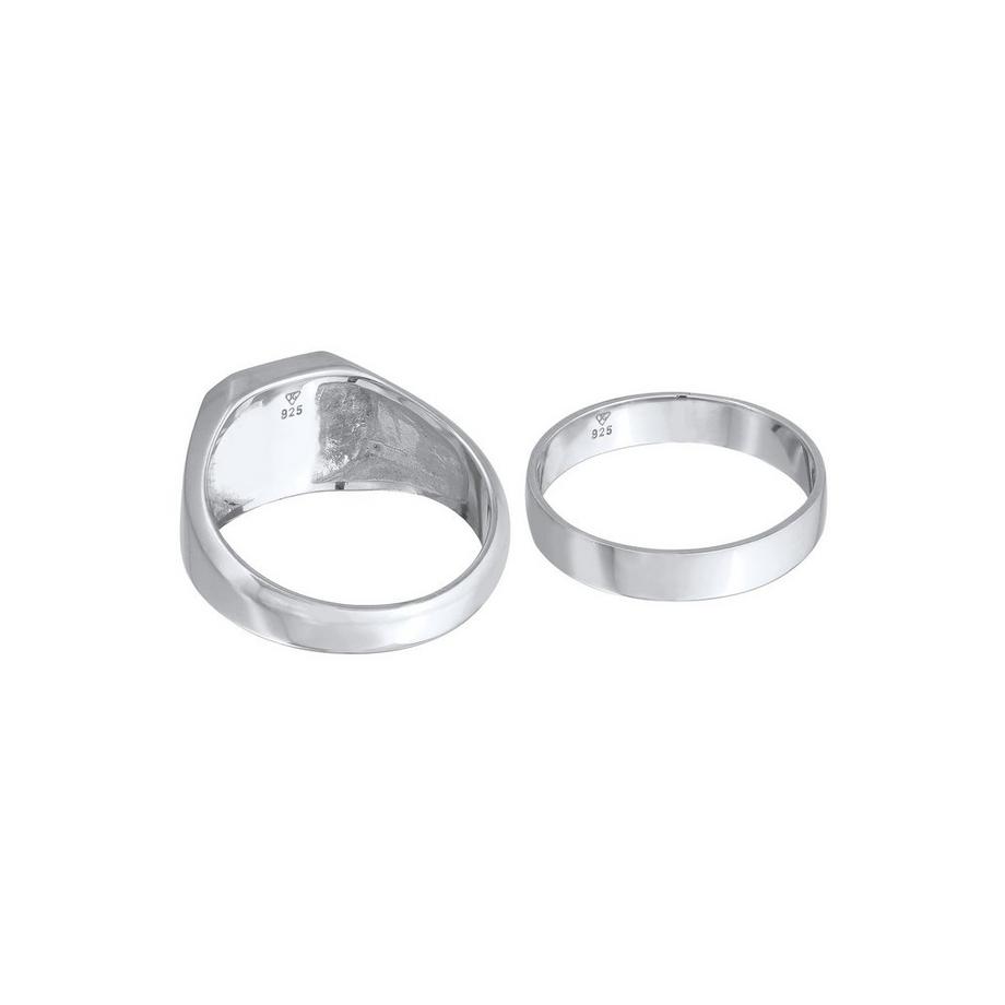 Kuzzoi  Bague Hommes Sceau Bande Angulaire Set De 2 Avec Émail 