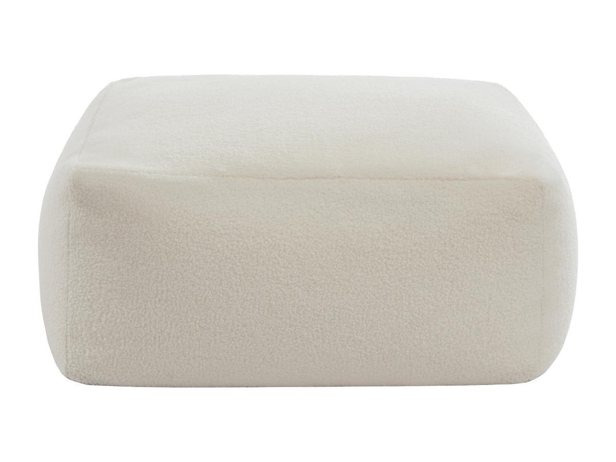 Vente-unique Pouf en tissu bouclette blanc SIRIETO  