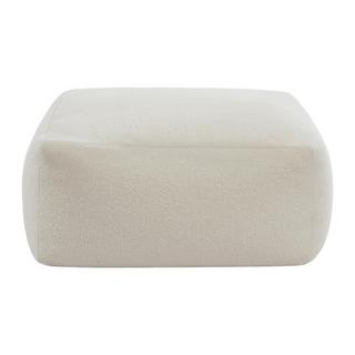 Vente-unique Pouf en tissu bouclette blanc SIRIETO  