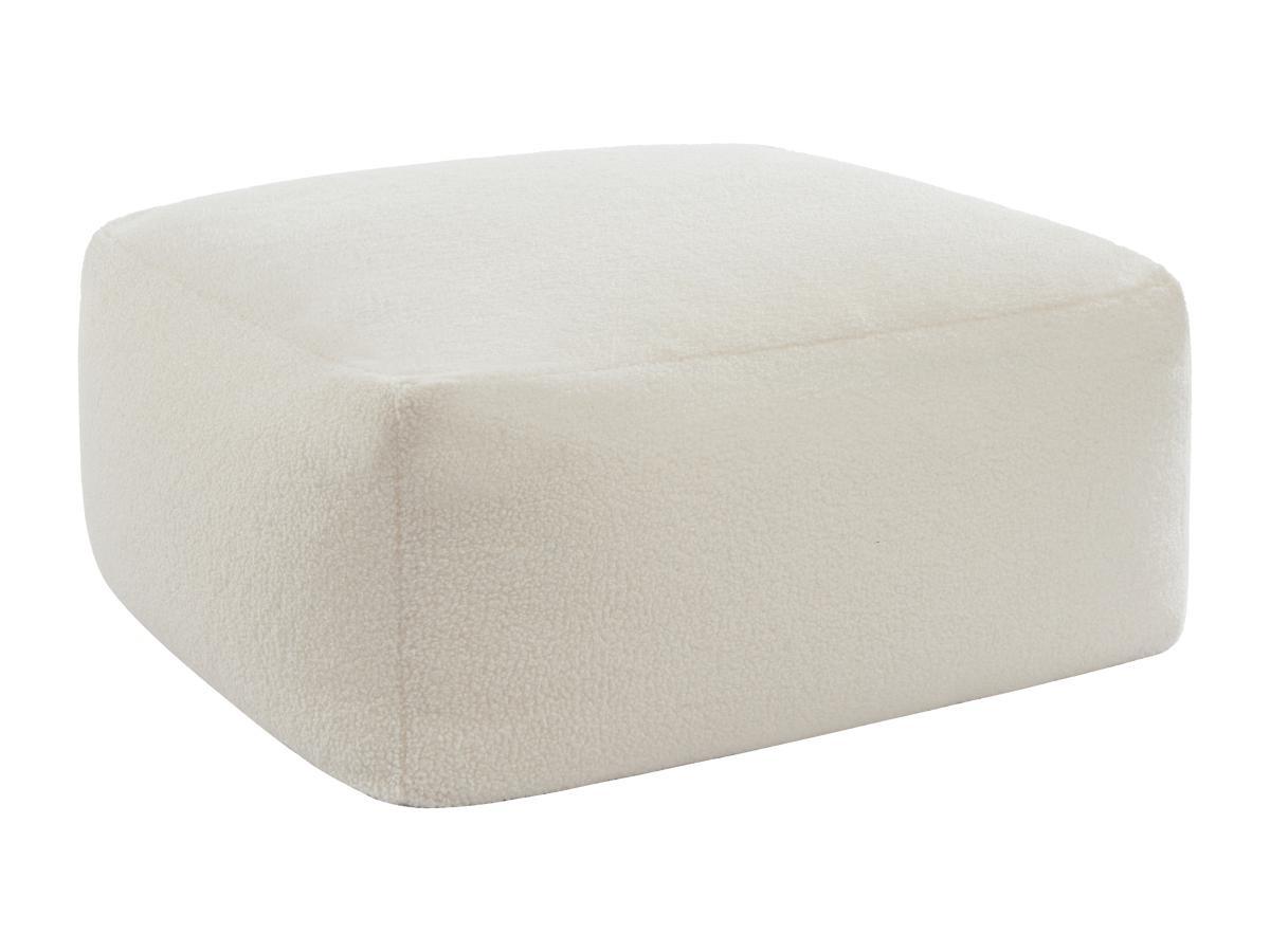 Vente-unique Pouf en tissu bouclette blanc SIRIETO  