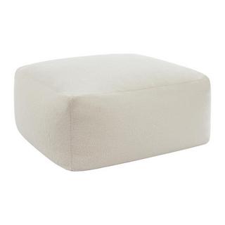 Vente-unique Pouf en tissu bouclette blanc SIRIETO  