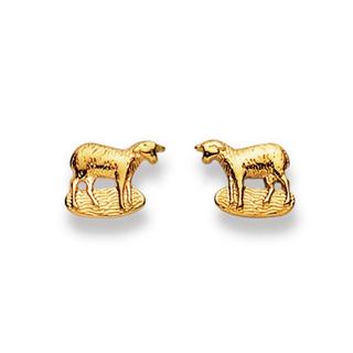 MUAU Schmuck  Ohrstecker Schaf Gelbgold 750, 8x10mm 