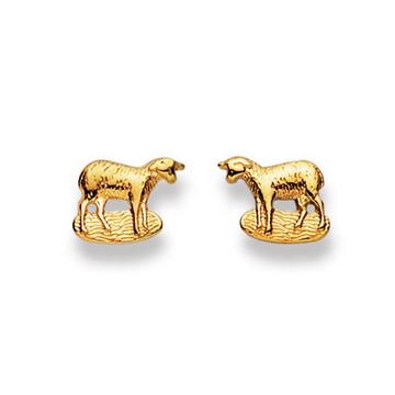 Clous d'oreilles mouton or jaune 750, 8x10mm