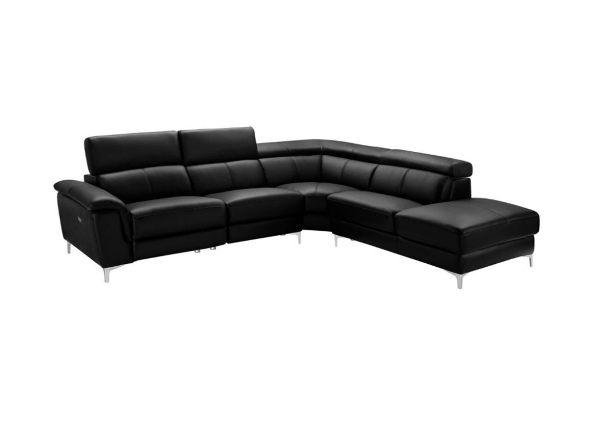 LINEA SOFA Divano angolare relax elettrico in pelle Nero Penisola a destra SITIA  