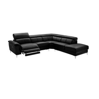 LINEA SOFA Divano angolare relax elettrico in pelle Nero Penisola a destra SITIA  