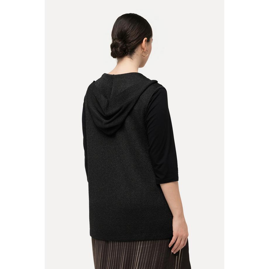 Ulla Popken Gilet smanicato con cappuccio ed effetto sdrucito  