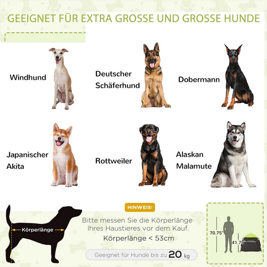 Northio Haustierzelt Hundezelt & Katzenhaus Für Den Außenbereich, Hundehaus Mit Meshfenster, Tipi Zelt Mit Tragetasche & Sonnendach, Grün  