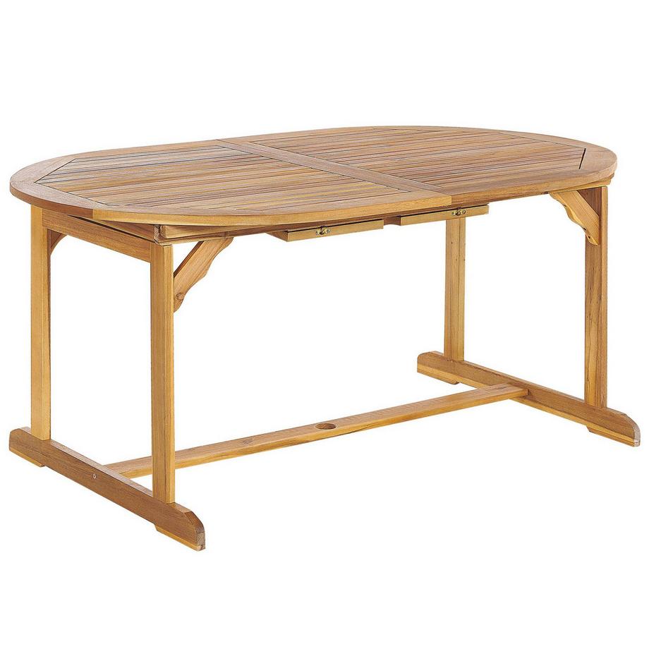 Beliani Gartentisch Set mit Schirm aus Akazienholz Klassisch MAUI II  