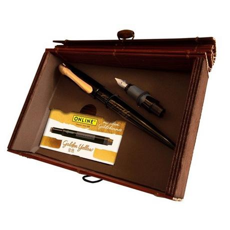 Online ONLINE Füllhalterset Air Rose 10058 black Bamboo Box  