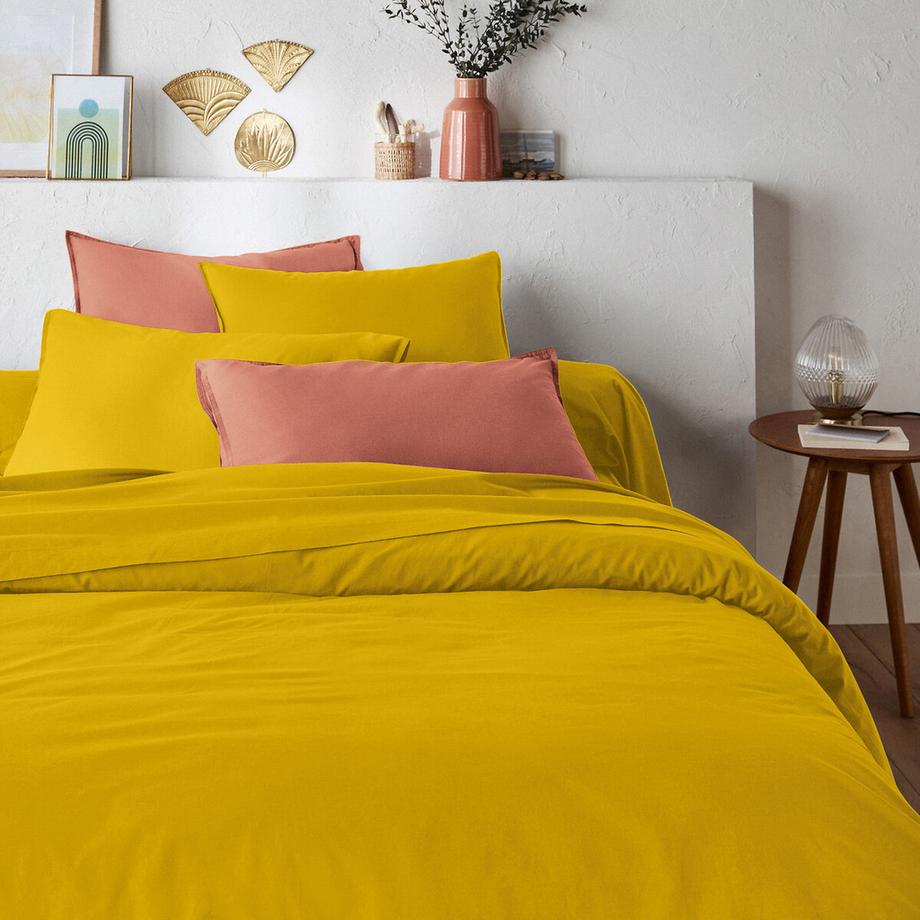 Unifarbener Duvetbezug aus gewaschener Baumwolle Scenario