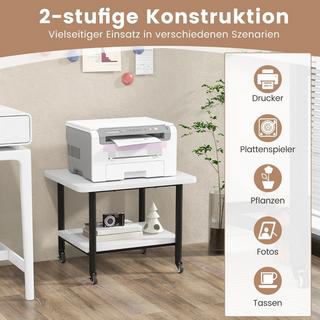 B2X Tavolo stampante con 2 livelli e ruote bloccabili, supporto stampante, carrello stampante, bianco  
