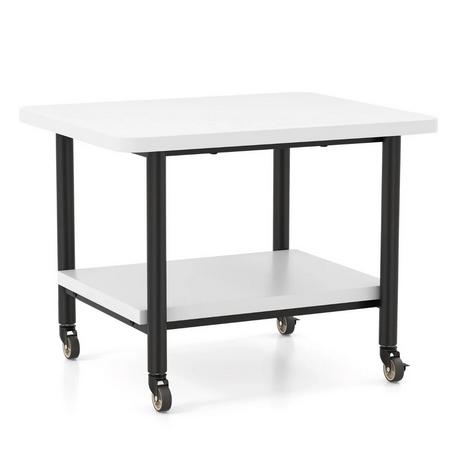 B2X Tavolo stampante con 2 livelli e ruote bloccabili, supporto stampante, carrello stampante, bianco  