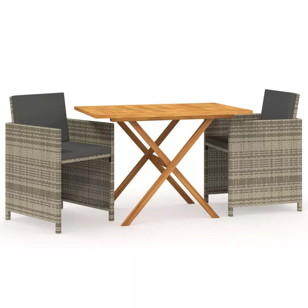 vidaXL 3-delige Tuinset met kussens grijs3094303