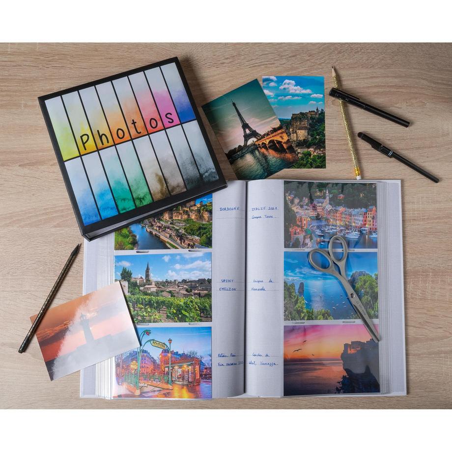 Exacompta Einsteckalbum für 200 Fotos, 22,5x22cm, Rainbow - x 6  