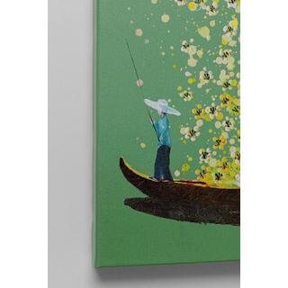 KARE Design Tableau toile Flower Boat vert jaune 80x100  