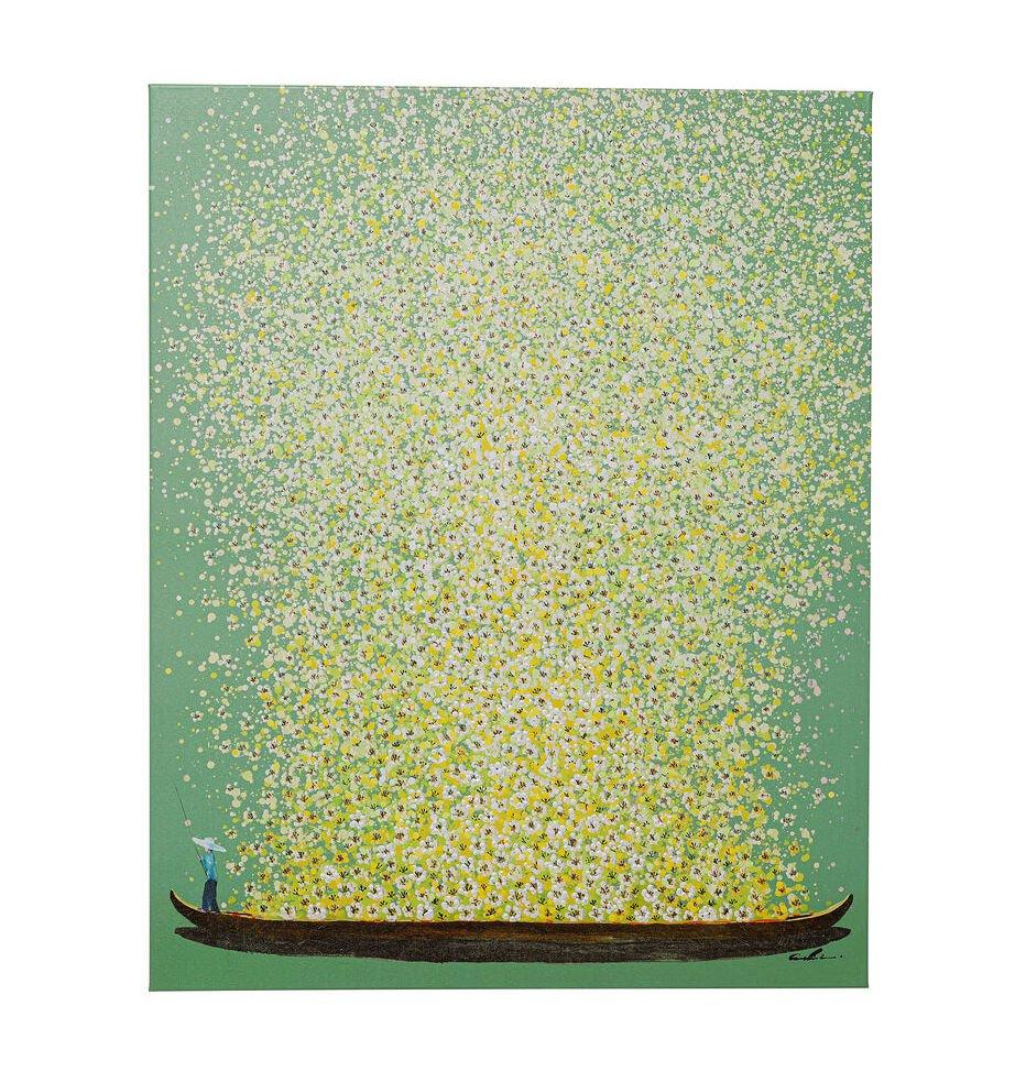 KARE Design Tela quadro Fiore Barca verde giallo 80x100  