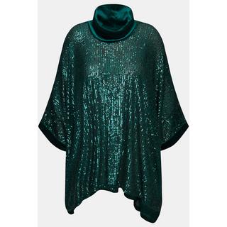 Ulla Popken  T-shirt oversized à paillettes, col roulé et manches courtes 