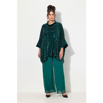 Maglia dal taglio oversize con paillettes, collo dolcevita e mezze maniche