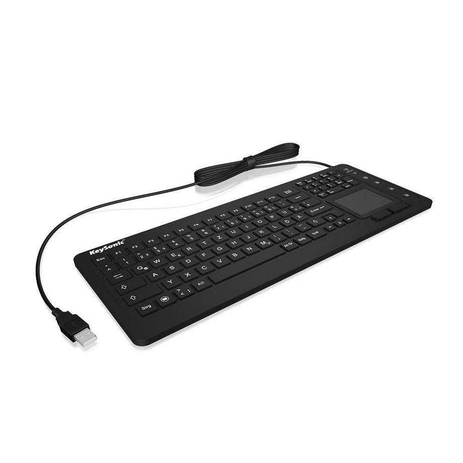 KeySonic  KSK-6231 INEL - Wasserdichte Silikontastatur mit Touchpad 